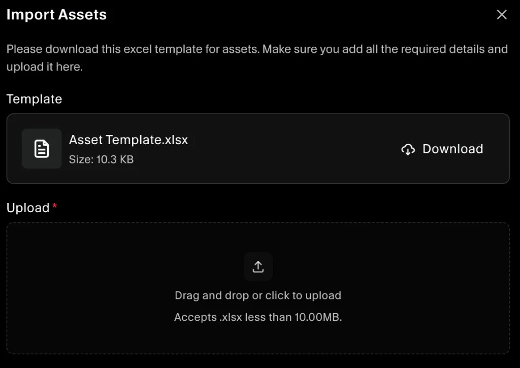 Import Assets dialog