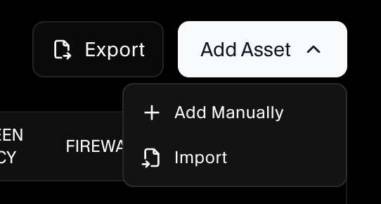 Add Asset menu