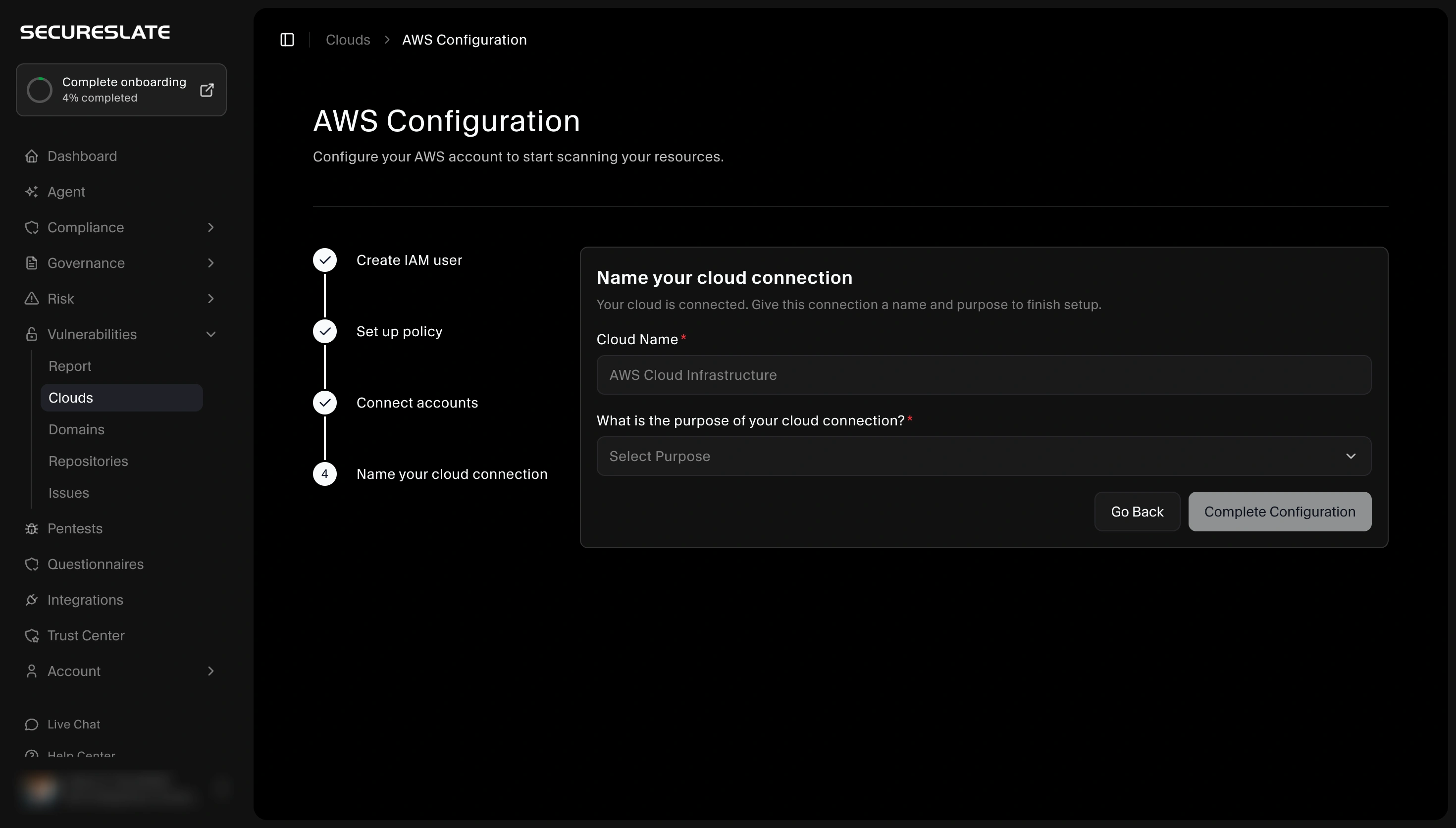 AWS Configuration - Name your cloud connection