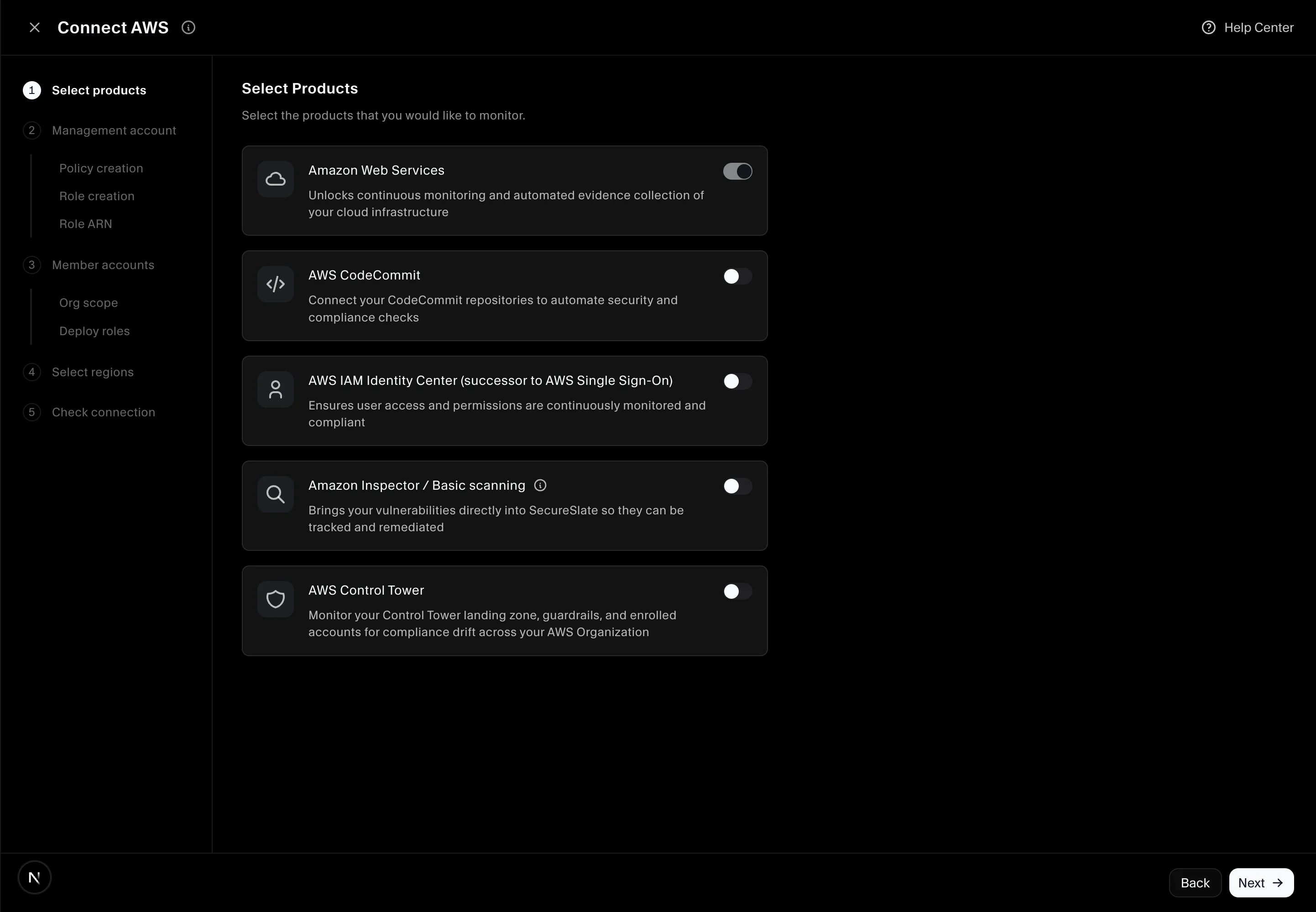 Select products (Organization flow)