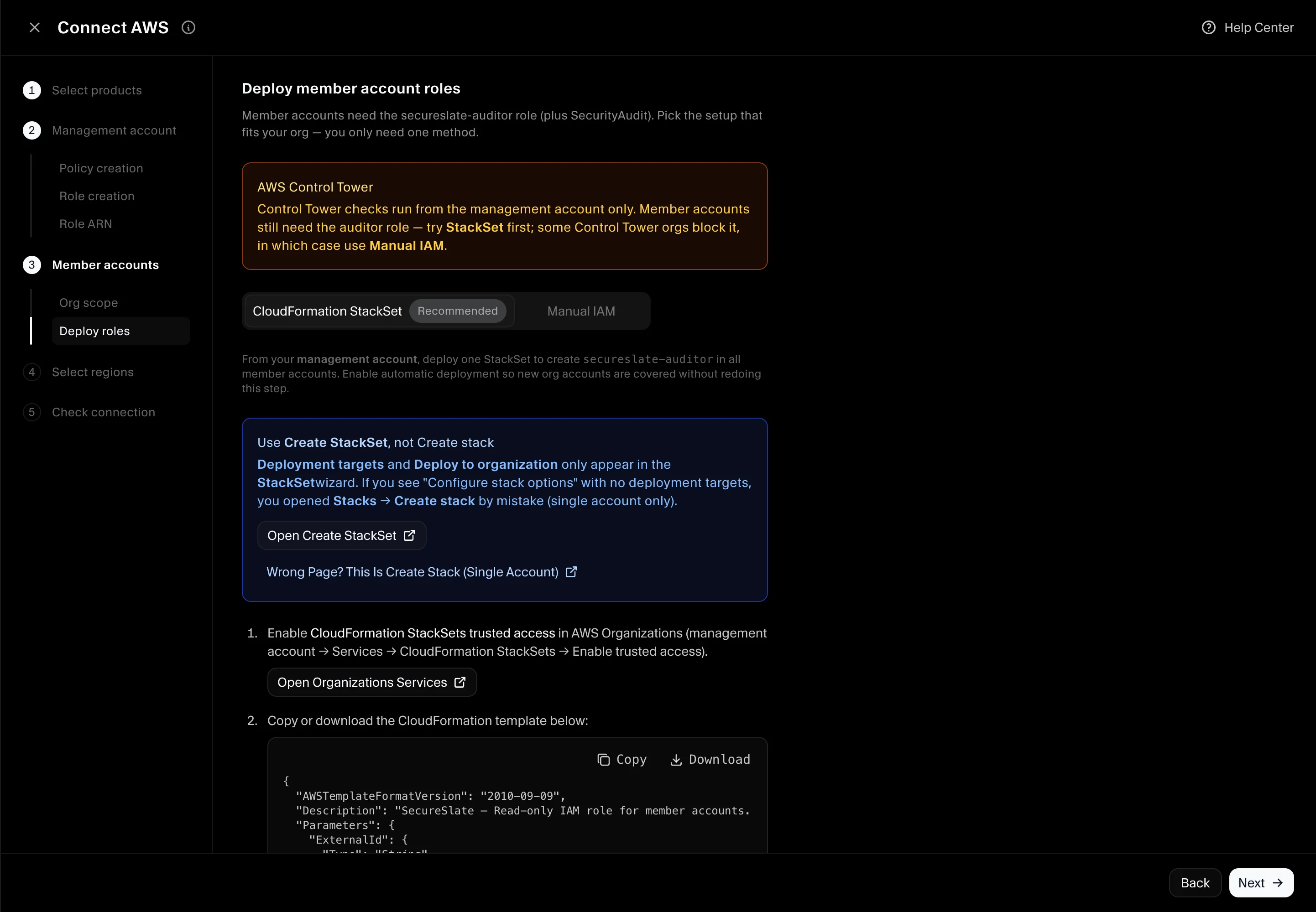 Member accounts - CloudFormation StackSet deploy