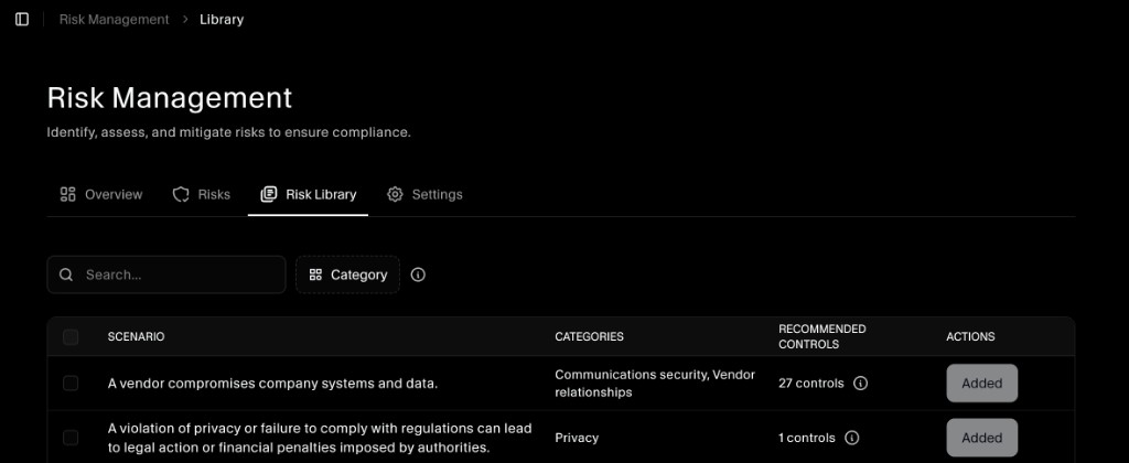Risk Management library