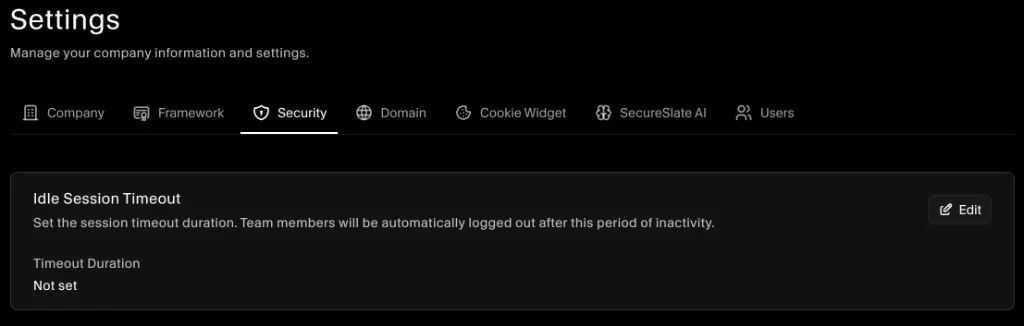 Settings - Security