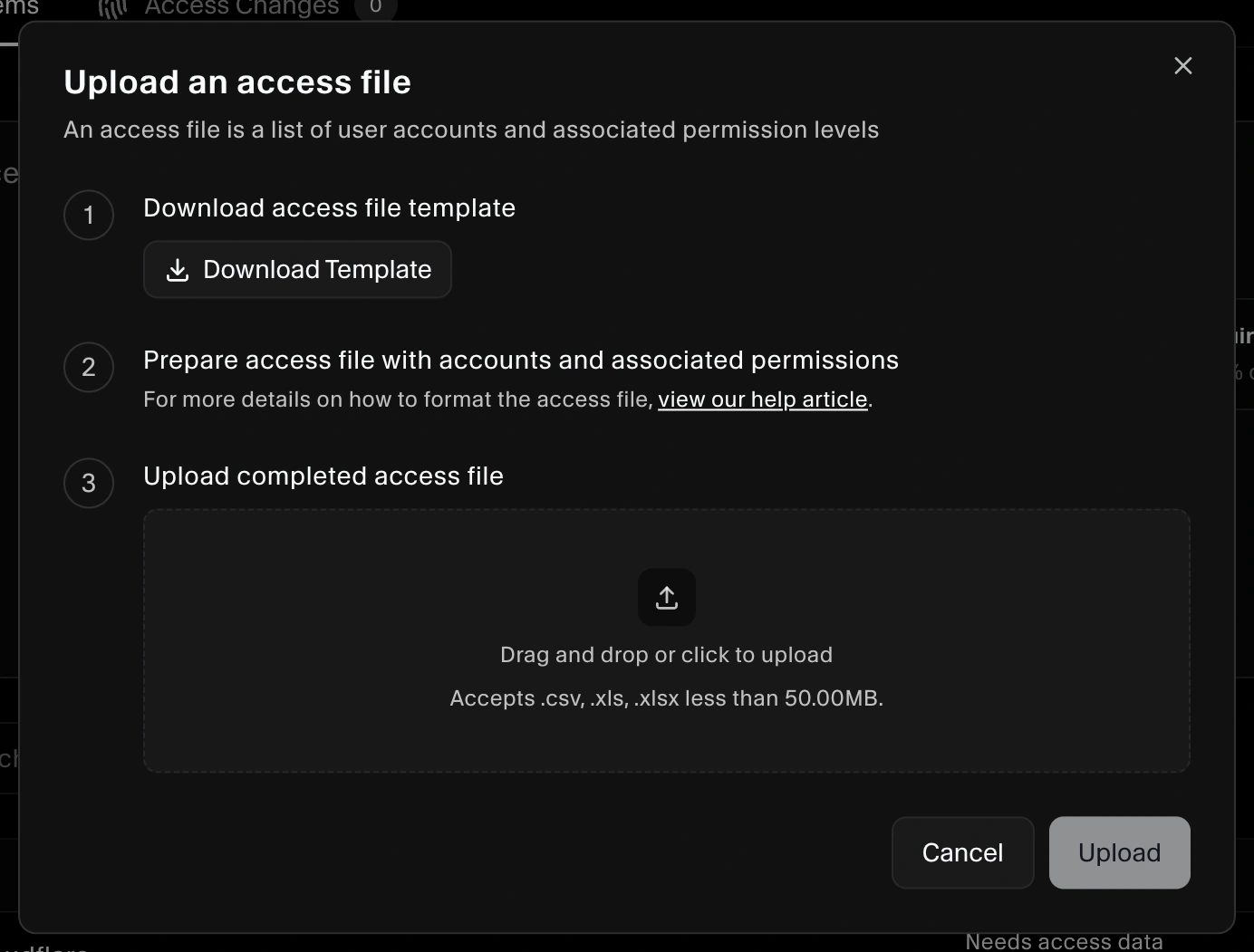 SecureSlate access user upload